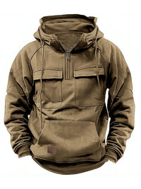 Thumbnail for Men's Hooded Solid Color Pocket Sweatshirt