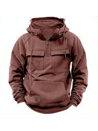 Thumbnail for Men's Hooded Solid Color Pocket Sweatshirt