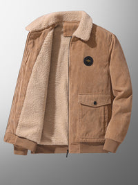 Thumbnail for Men's Full Size Sherpa Lined Lapel Corduroy Jacket