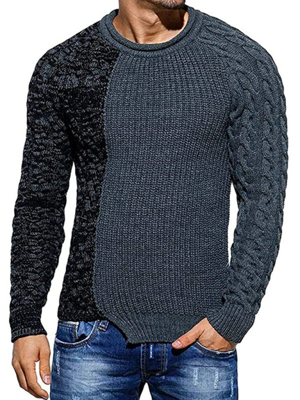 Men's Round Neck Color Constrast Sweater