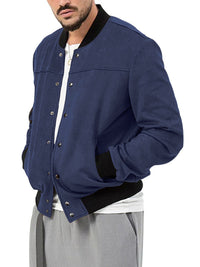 Thumbnail for Men's Casual Button Bomber Jacket