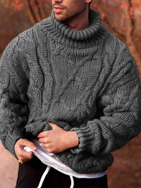 Thumbnail for Men's Solid Color Fashion Casual Twist Turtleneck Sweater