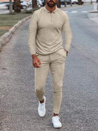 Thumbnail for Men's Lapel Long Sleeve Pants Casual Fashion Suit