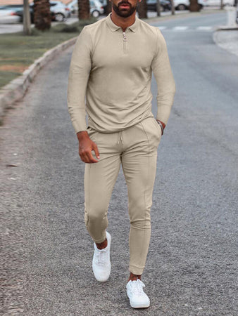 Men's Lapel Long Sleeve Pants Casual Fashion Suit