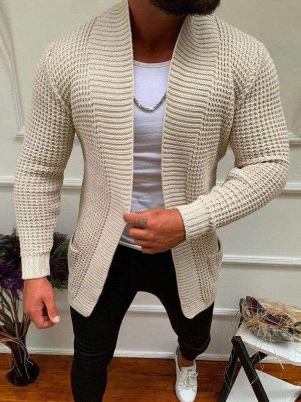 Men's Solid Color Loose Open Front Cardigan