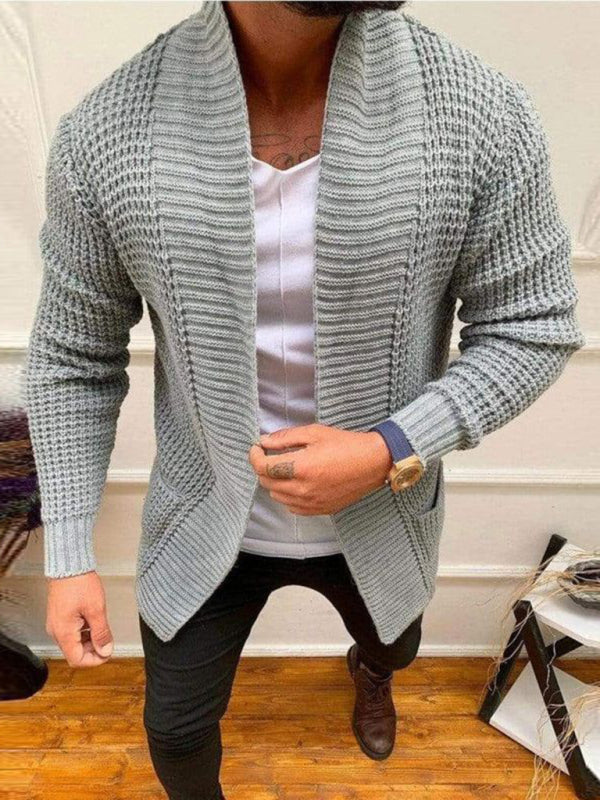 Men's Solid Color Loose Open Front Cardigan