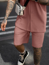 Thumbnail for Men's Casual Comfortable Button Lapel Short Sleeve Shorts Set