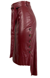 Thumbnail for PU Leather Slit Mid Length Skirt