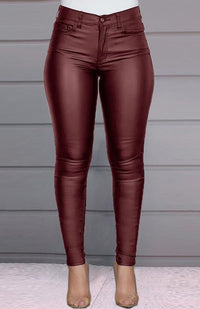 Thumbnail for Women's Fashion Pu Leather Ankle Trousers