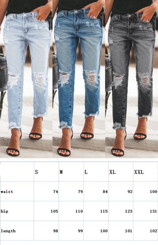 Women's Ankle Crop Ripped Jeans