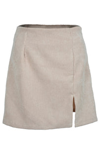 Thumbnail for High Waist Corduroy Solid Split A-Line Skirt