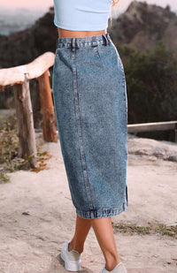 Thumbnail for Women's Irregular Split Denim High Waist Skirt