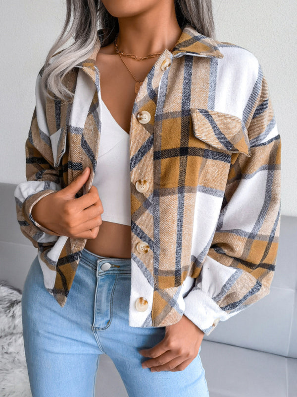 Flannel Plaid Button Front Shacket