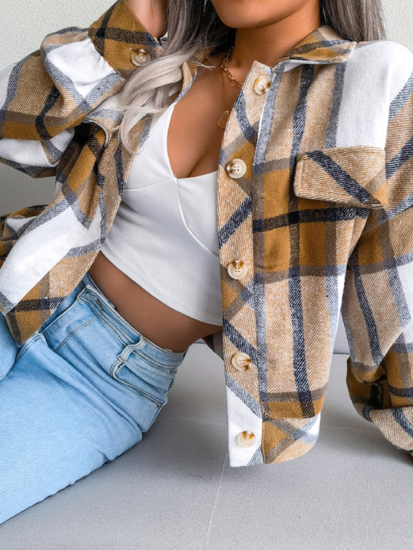 Flannel Plaid Button Front Shacket