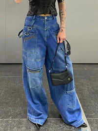 Thumbnail for Zip Pocket Wide Leg Oversized Jeans