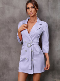 Thumbnail for Women's Button Tie Suit Dress (with Belt)