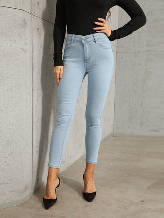 Women’s High Waist Skinny Jeans With High Ankle Cut