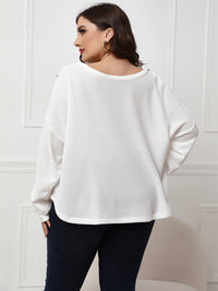 Thumbnail for Plus Size Solid Color Boat Neck Sweater