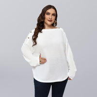 Thumbnail for Plus Size Solid Color Boat Neck Sweater
