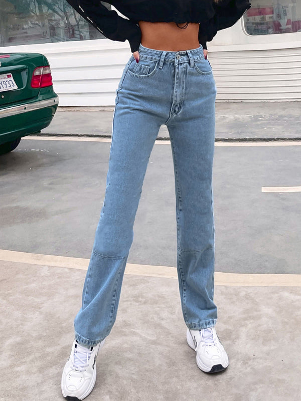 High Waist Straight-leg Denim Jeans