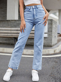 Thumbnail for High Waist Straight-leg Denim Jeans