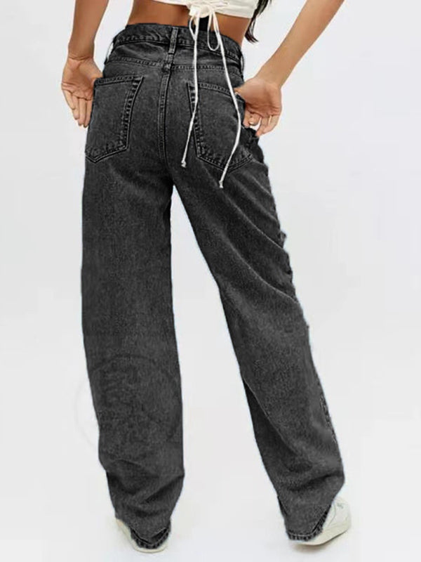 Destroyed High Waist Relaxed Baggy Jeans