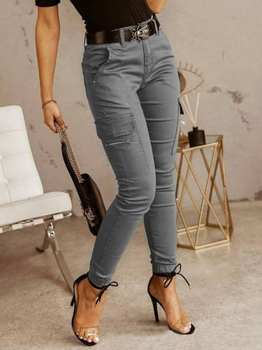 Women's Solid Color Ankle Cargo Pants