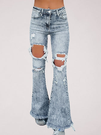 Distressed Flare Leg Jeans