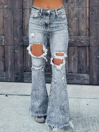 Thumbnail for Distressed Flare Leg Jeans