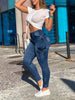 Women's High Waist Cargo Skinny Zipper Ankle Jeans
