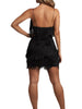 Women's Deep-V Backless Tassel Mini Dress