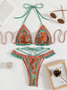 Women's Print Halter Neck Tie Bikini Set