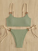 Women's solid color hoop detail bikini