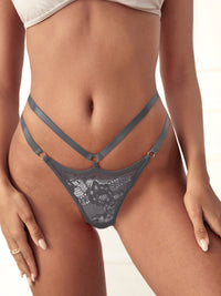 Thumbnail for Solid Color Lace Low-Rise Thong