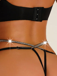 Thumbnail for Crisscross Glitter Double Strap Lace G-String