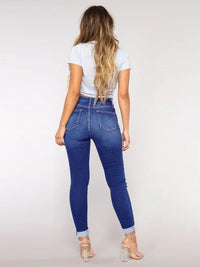 Thumbnail for High Waist Distressed Jogger Skinny Jeans