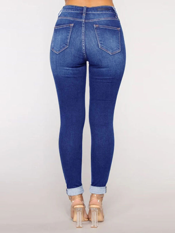 High Waist Distressed Jogger Skinny Jeans