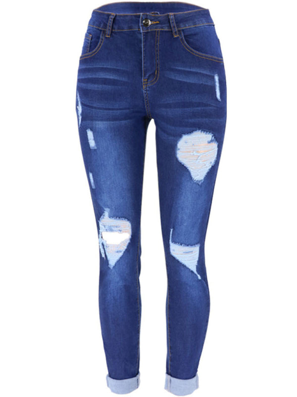 High Waist Distressed Jogger Skinny Jeans