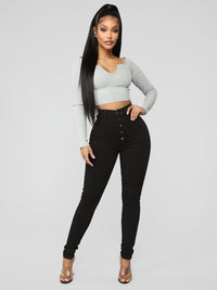 Thumbnail for Button High Waist Ankle Skinny Jeans