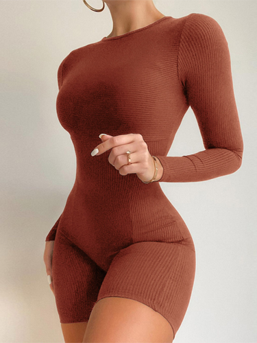 Solid Color Slimming Butt Lifting Romper