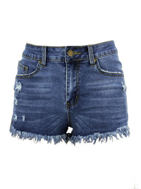 Thumbnail for Women's High Waist Frayed Denim Mini Shorts