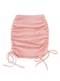 Thumbnail for Women's Solid Color Ruched Drawstring Mini Skirt