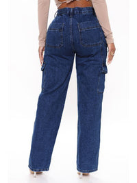 Thumbnail for High Waist Relaxed Cargo Jeans