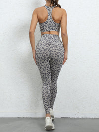 Thumbnail for Leopard Print Active Top and Leggings