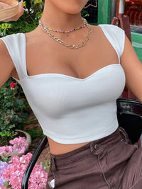 Thumbnail for Women's Solid Color Sweetheart Neck Crop Top
