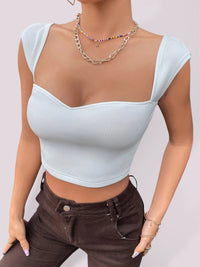 Thumbnail for Women's Solid Color Sweetheart Neck Crop Top