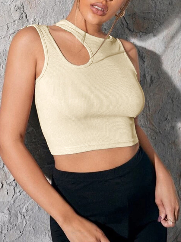 Women's Knitted Hollow Asymmetric Cropped Tank