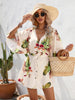 Women's Beach Dolman Half Sleeve V-neck Floral Print Adjustable Dress