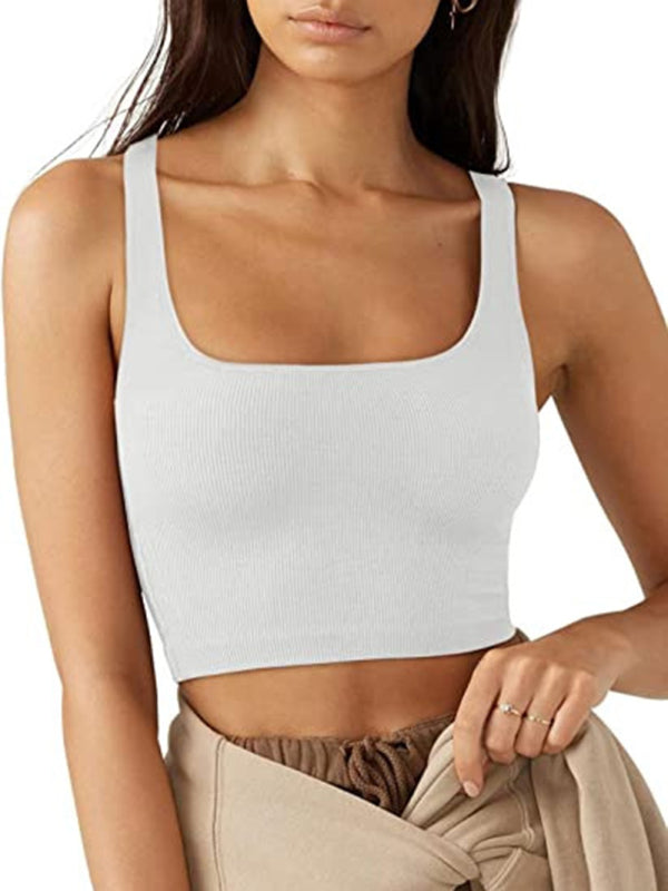 Women's Solid Color Casual Cropped Tank