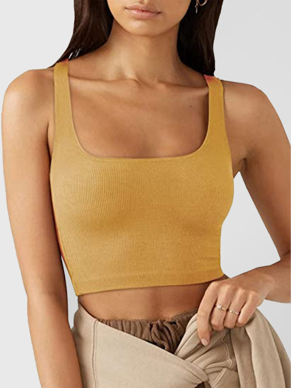 Women's Solid Color Casual Cropped Tank